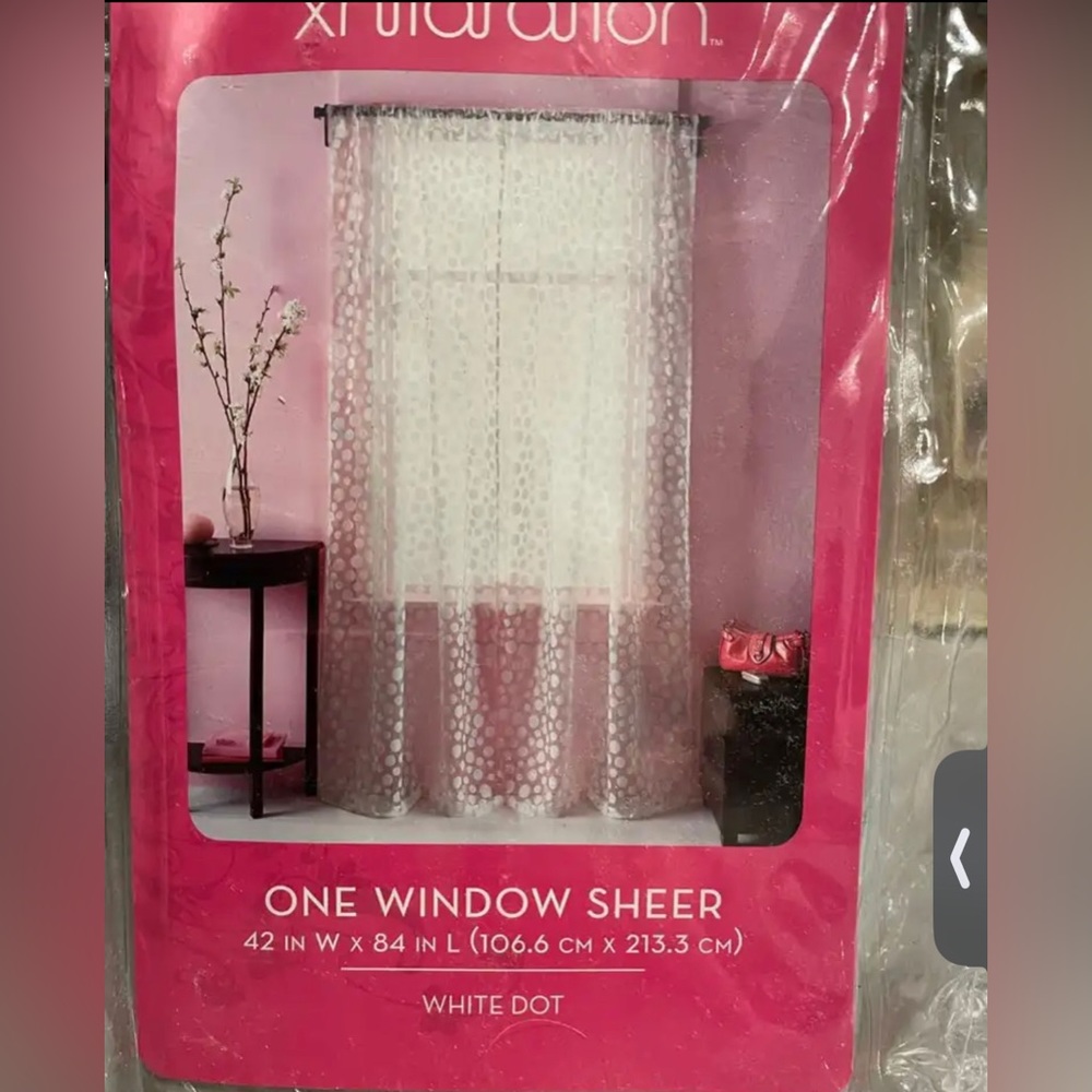 Xhilaration White Window Sheers with White Polka Dots - 3 Panels 42” x 84”